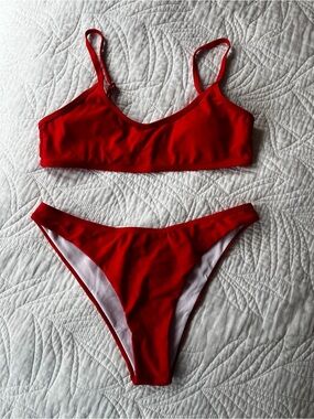 SHEIN Red Two-Piece Bikini Set